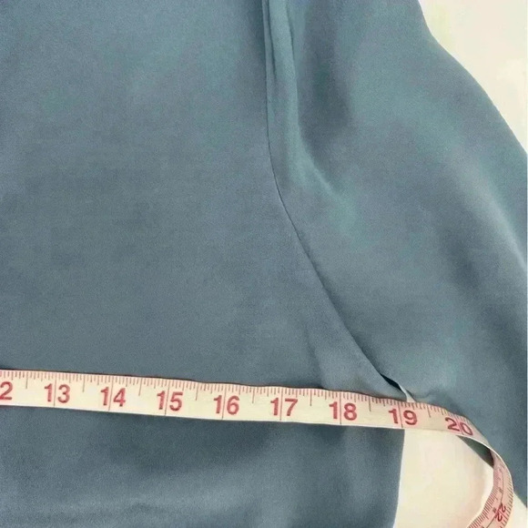 NWT LORO PIANA 100% Silk  Button Down Blouse Blue IT 42 US6 - Picture 10 of 11